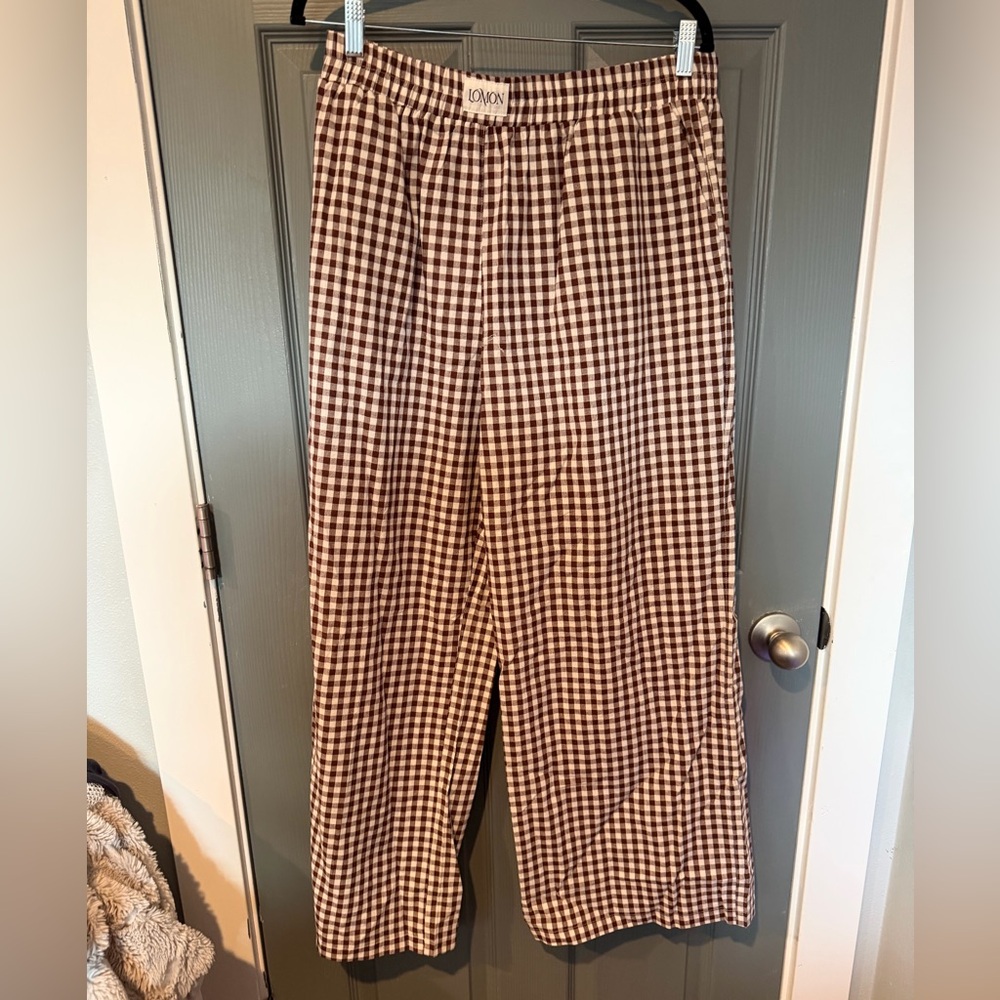 Women's Brown Gingham Pants